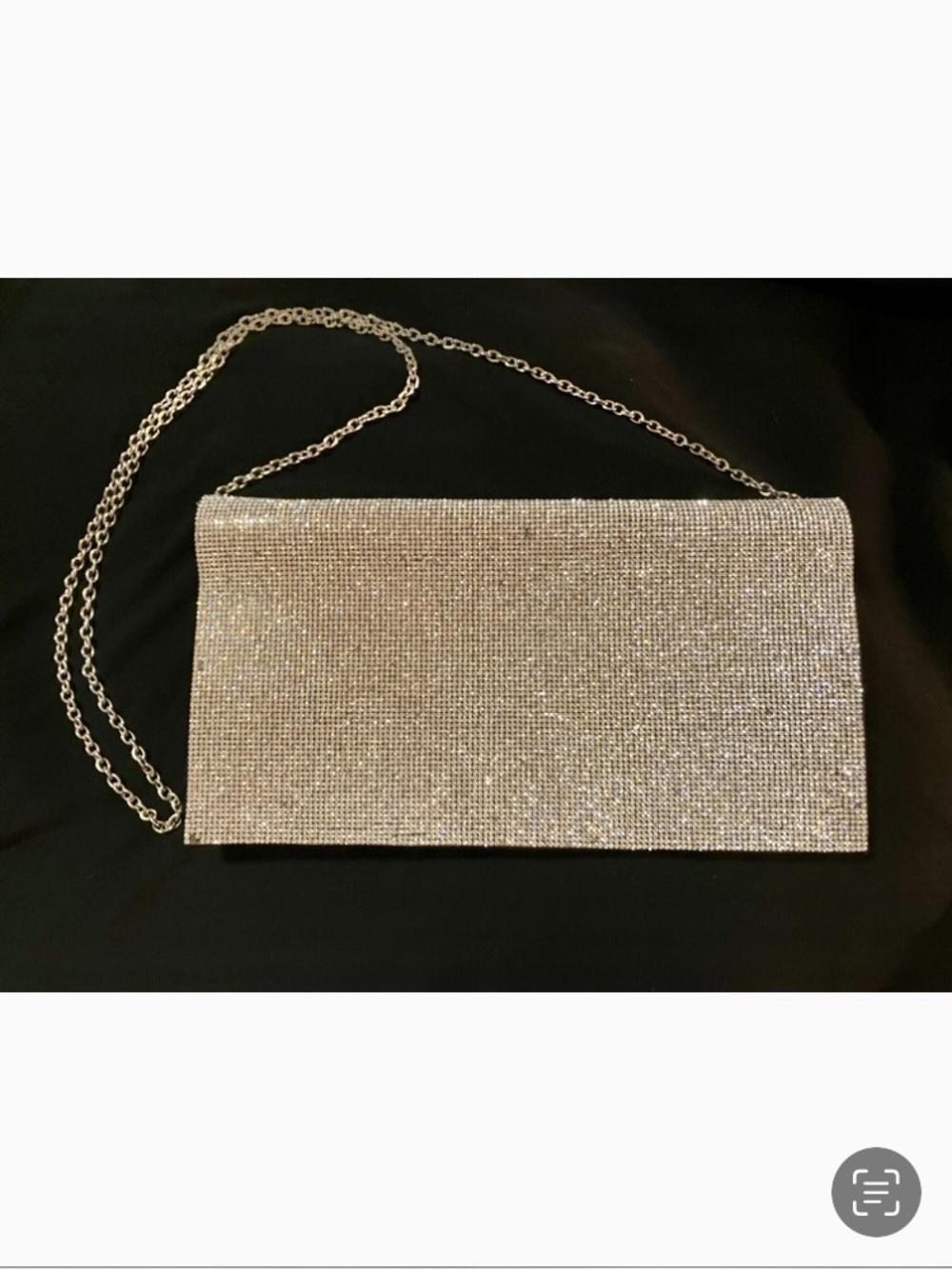 New Swarovski Silver Crystal Shoulder Clutch with Chain Simply Stunning